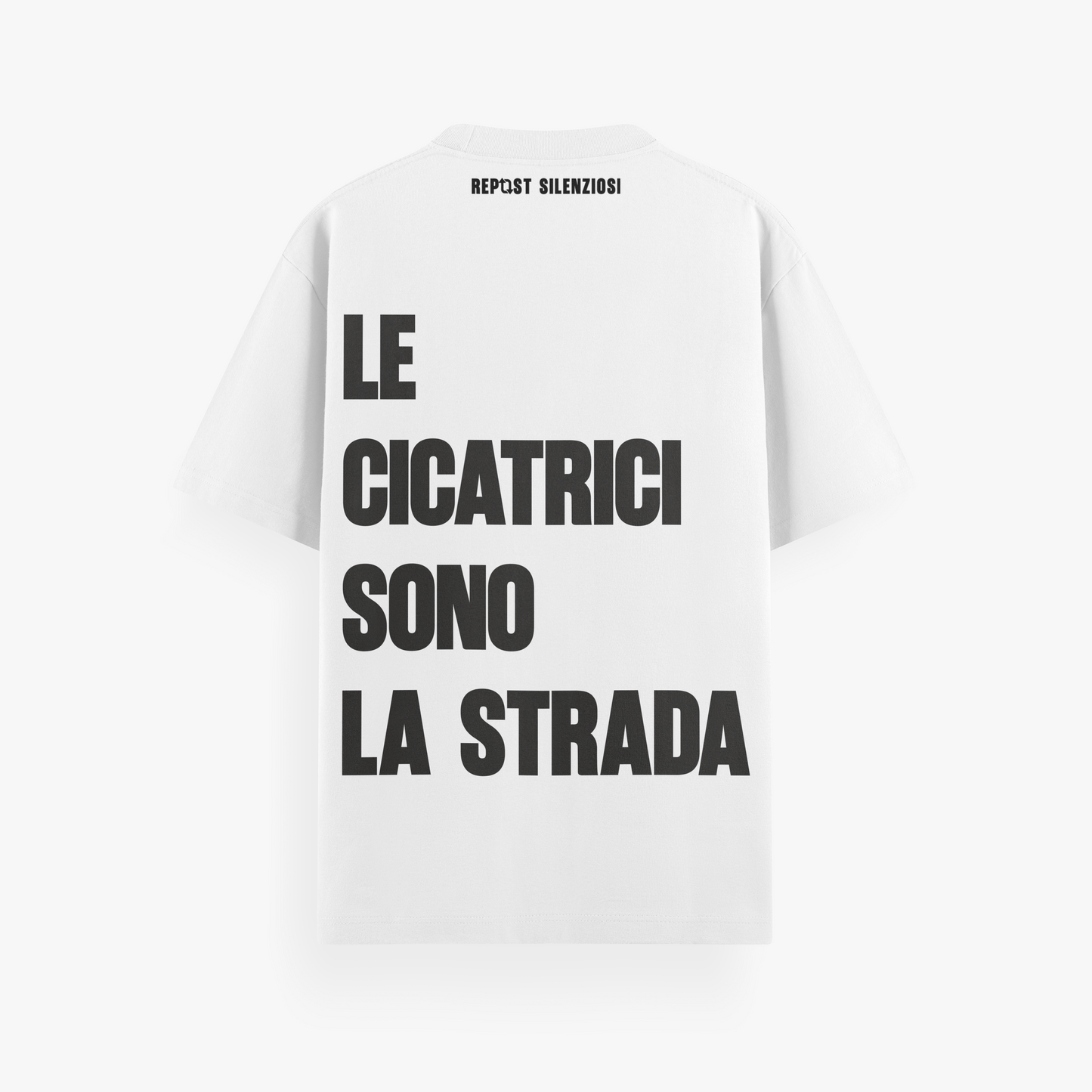 t-shirt reflective "le cicatrici sono la strada"
