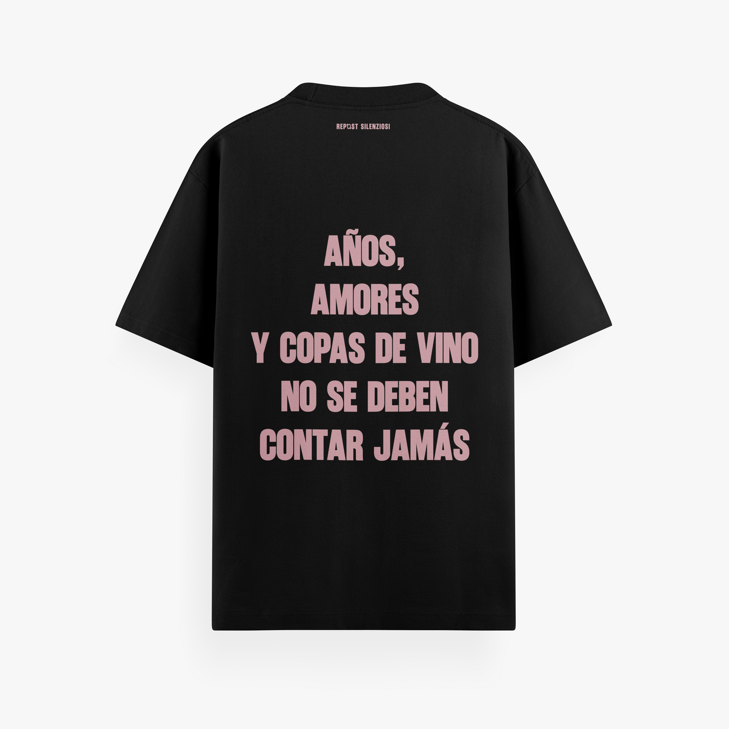 t-shirt "años, amores y copas de vino no se deben contar jamás"