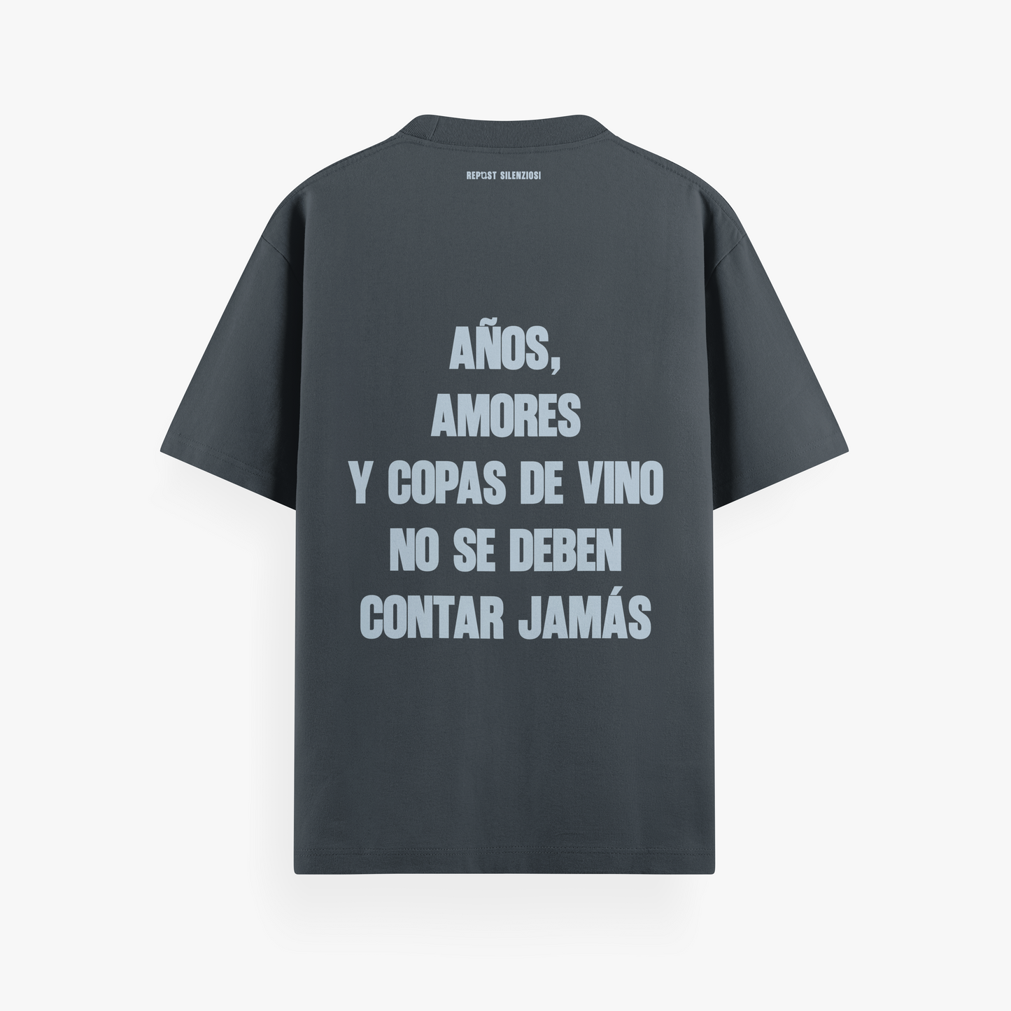 t-shirt "años, amores y copas de vino no se deben contar jamás"