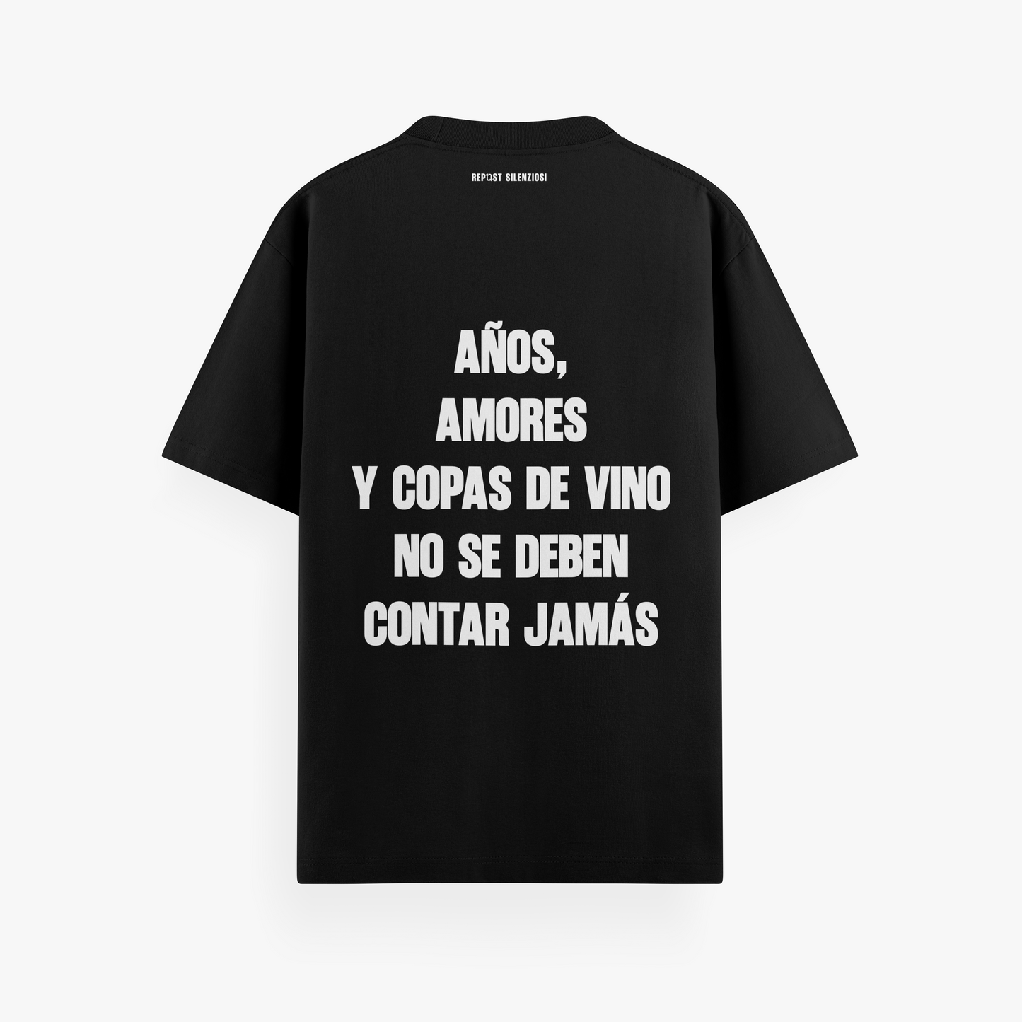t-shirt "años, amores y copas de vino no se deben contar jamás"