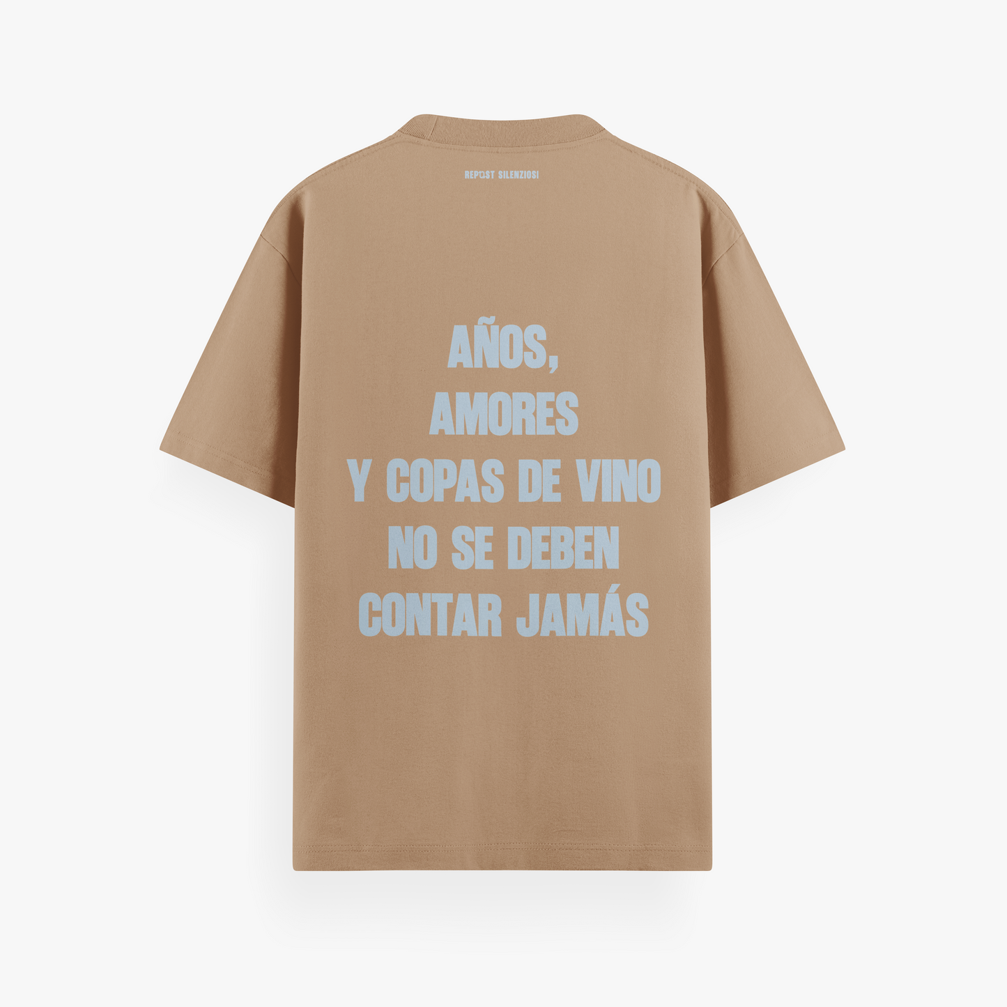 t-shirt "años, amores y copas de vino no se deben contar jamás"